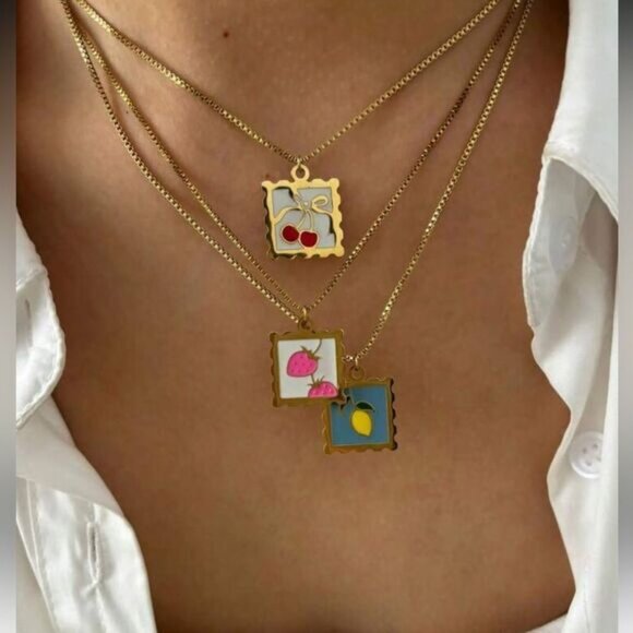 Anthropologie Jewelry - Gold Cherry Pendant Necklace A1382